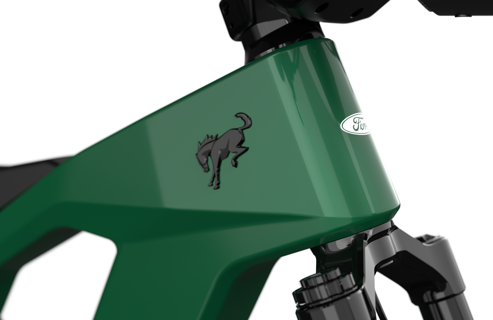 Non-driveside profile of the Ford Bronco electric dirt bike - Eruption Green Metallic color
