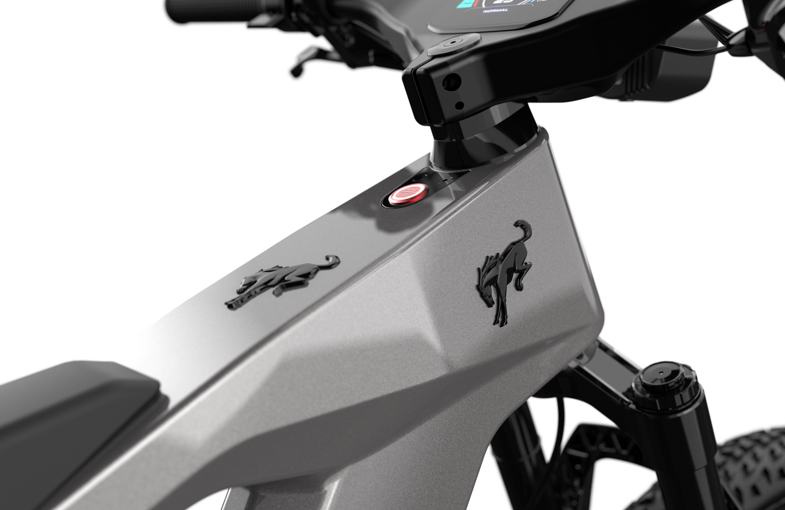 Non-driveside profile of the Ford Bronco electric dirt bike - Carbonized Gray Metallic color