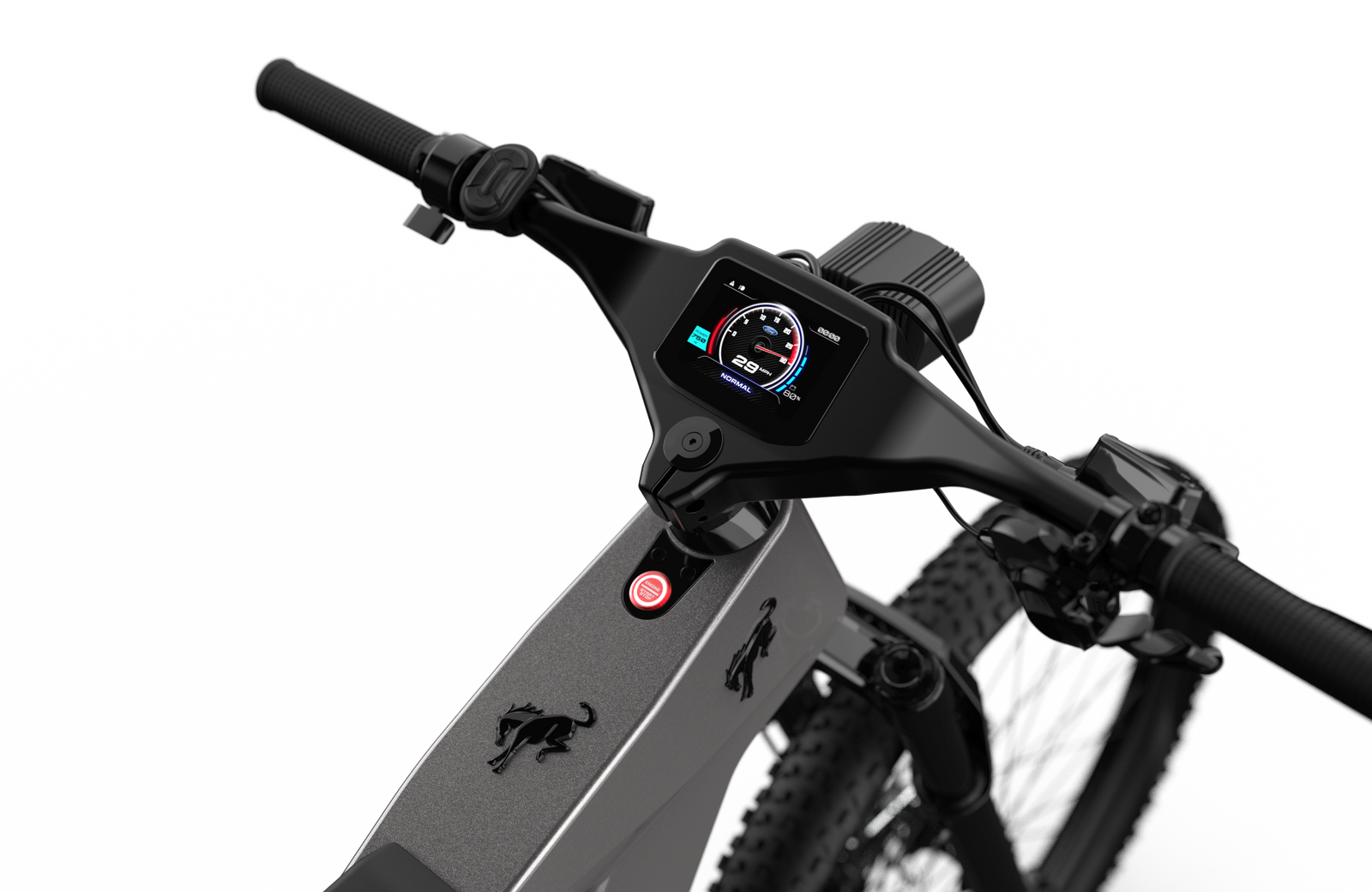 Non-driveside profile of the Ford Bronco electric dirt bike - Carbonized Gray Metallic color